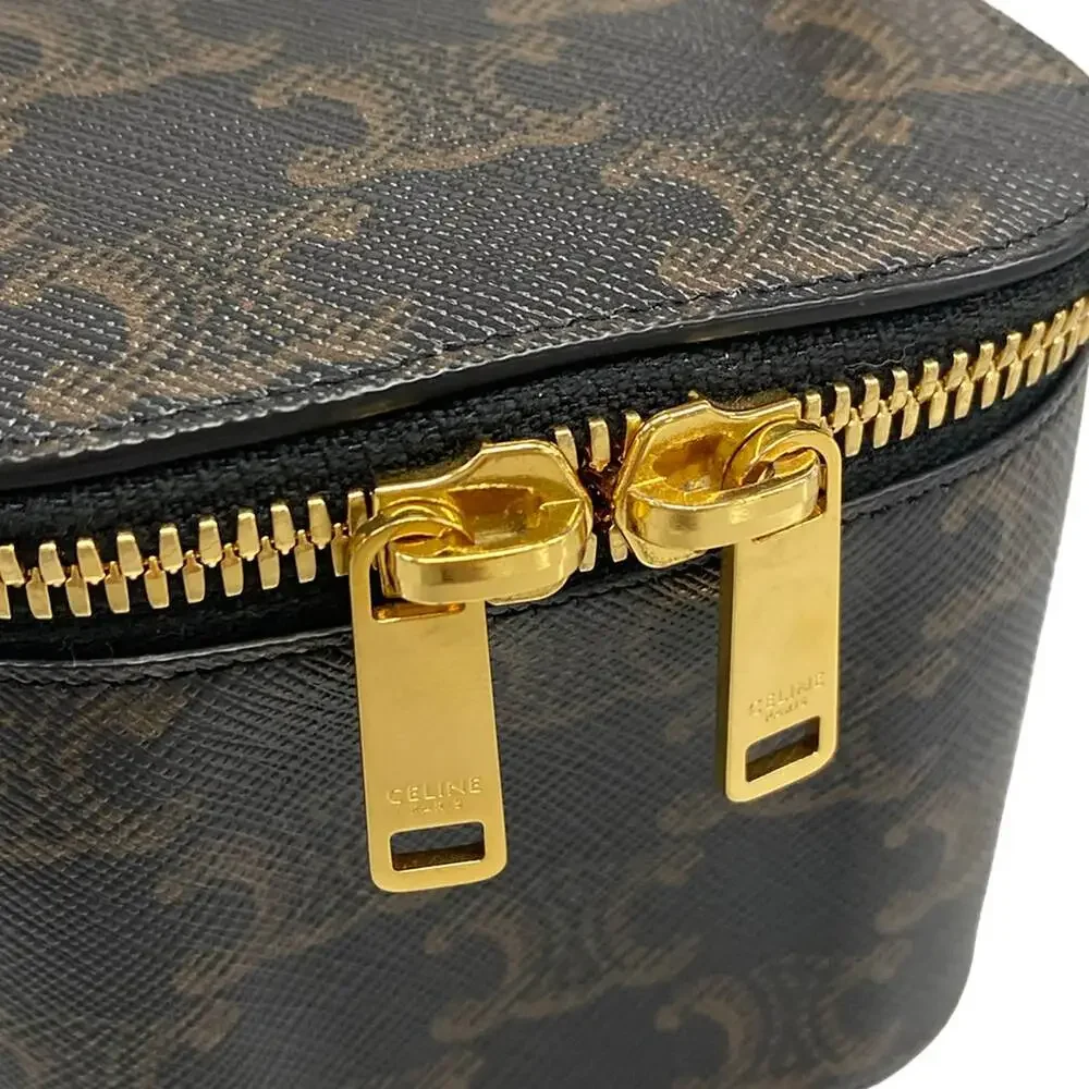 Celine Triumph Mini Vanity Case Vanity Bag 10J762CZ1.04LU Black Dark Brown PVC